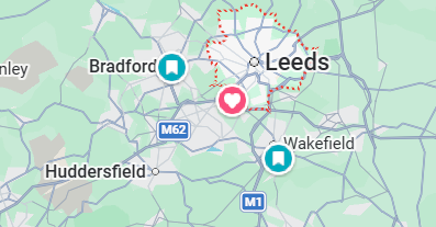 Map of Leeds, Bradford and Wakefield